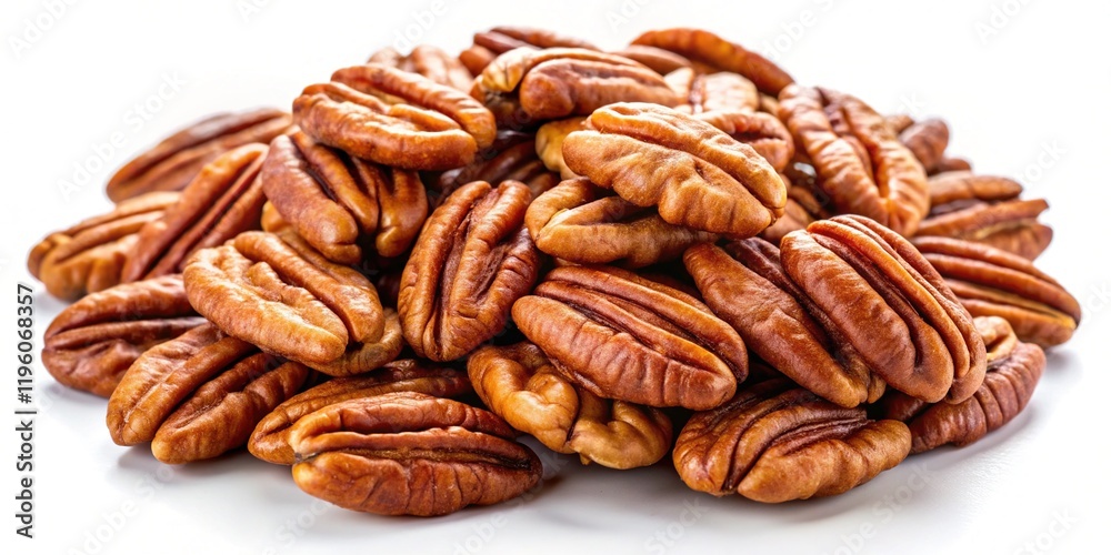 Sharp Closeup of Peeled Pecans, Isolated White Background, High-Resolution Food Photography Sharp Closeup of Peeled Pecans, Isolated White Background, High-Resolution Food Photography