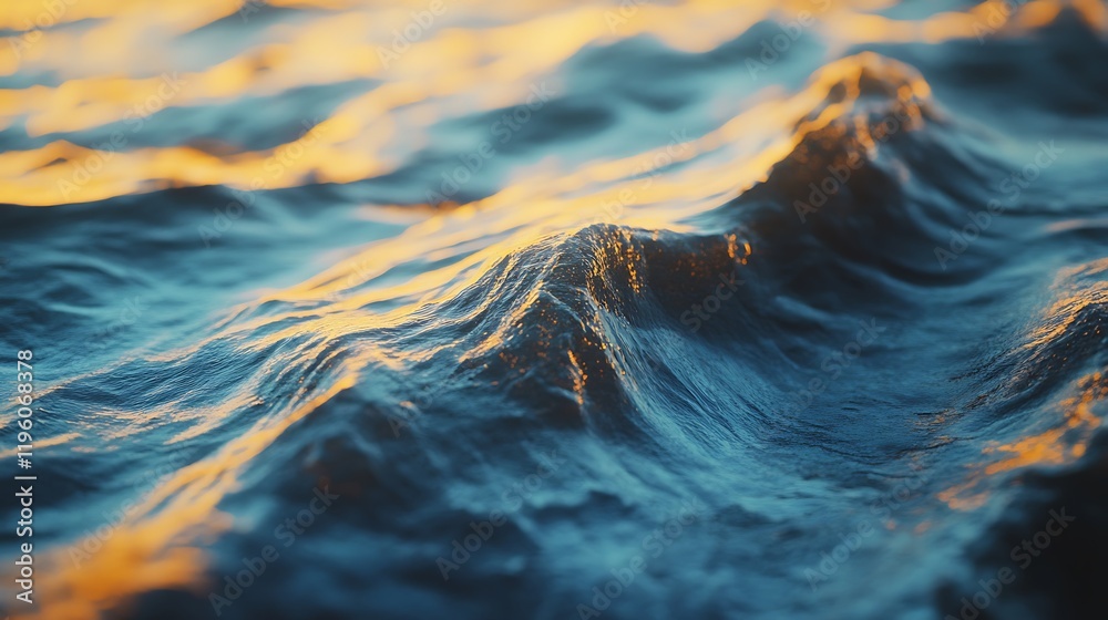Waves illuminated by sunset, creating a serene and tranquil ocean scene. Waves illuminated by sunset, creating a serene and tranquil ocean scene.