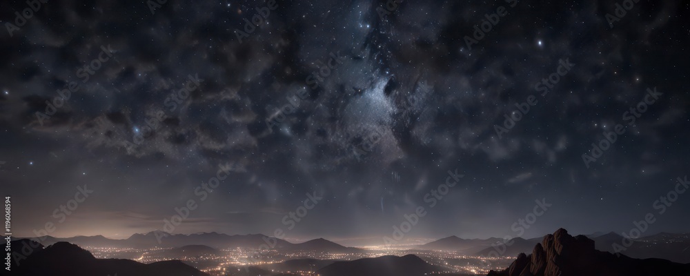 nighttime celestial display with twinkling lights, darkness, space, cosmos nighttime celestial display with twinkling lights, darkness, space, cosmos