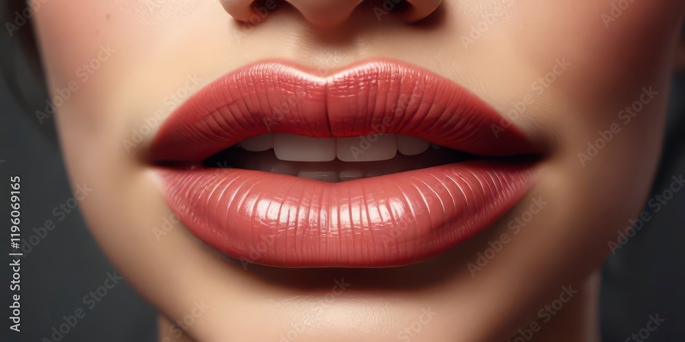 Obraz premium Retro halftone female lips design with subtle gradient and texture, lips, abstract, female