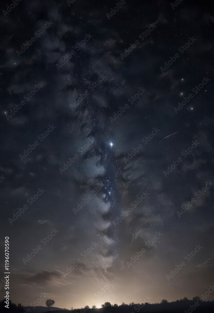 Fototapeta premium Starry night sky with twinkling stars on dark background, mystery, astronomy, twinkle