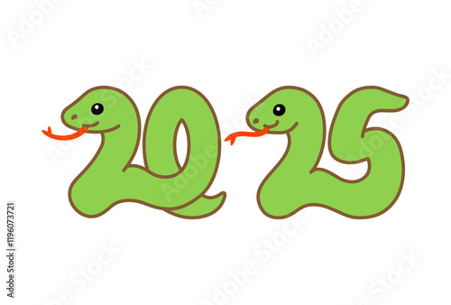 西暦2025年の巳年の蛇のカラーイラスト