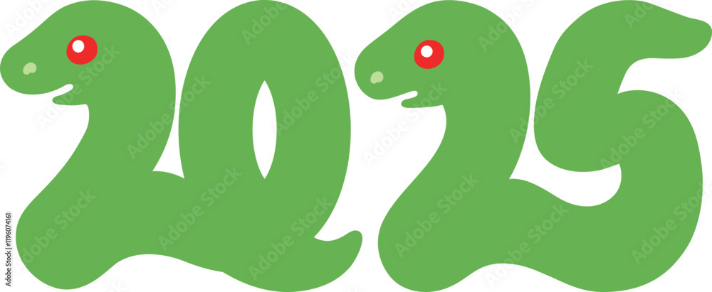 Obraz premium 西暦2025年の巳年の蛇のカラーイラスト