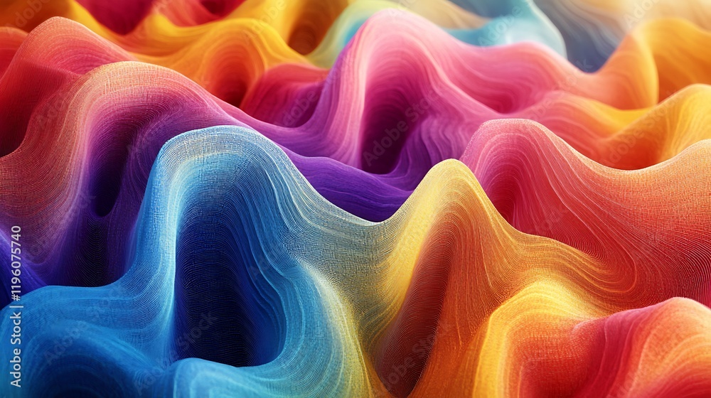 Obraz premium A vibrant wave of colorful, flowing patterns resembling abstract fabric or digital art.