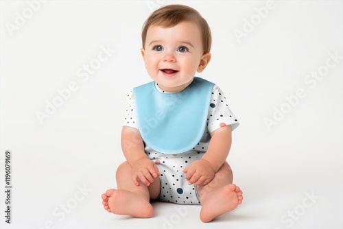 Cute baby with blue bib