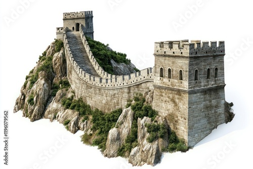 Great wall of china landmark fortification architecture. photo
