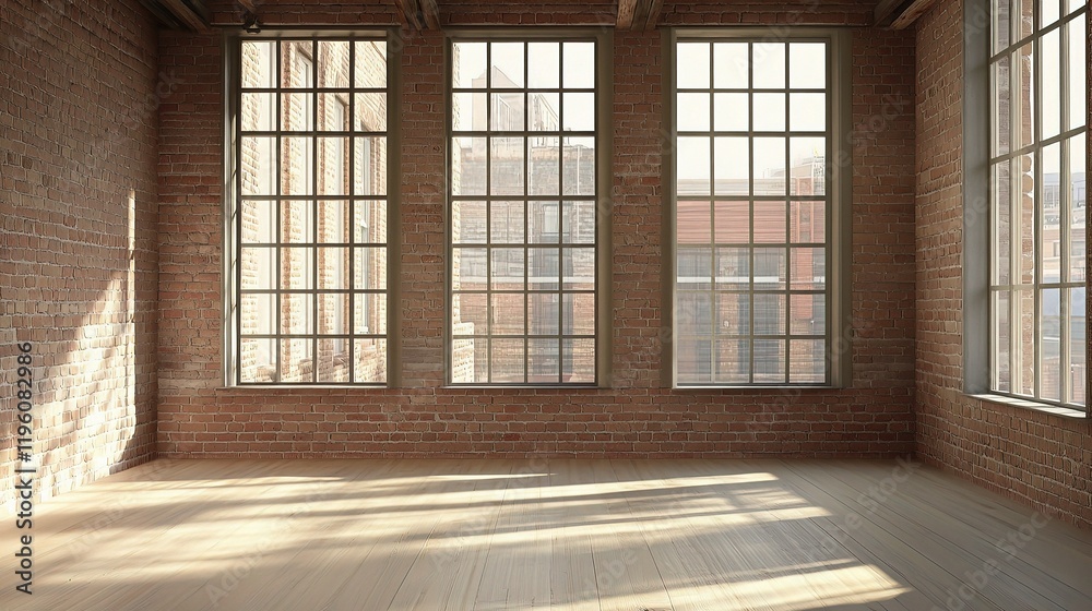 Bright Contemporary Loft Office Interior with Exposed Brick Walls Bright Contemporary Loft Office Interior with Exposed Brick Walls