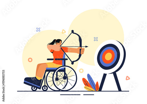 Sports for Disabled People Vector Illustration Featuring Sports Activities with Disabled Athletes, Promoting Diversity, Accessibility, and Equality