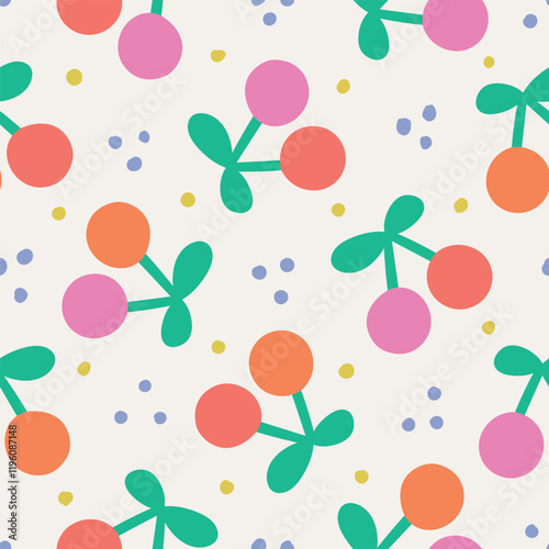 Cherry Seamless Pattern Cherry Background 