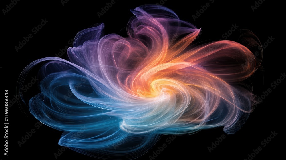 Naklejka premium A colorful swirl of light and color. The colors are blue, red, and yellow. The swirl is very large and takes up most of the image