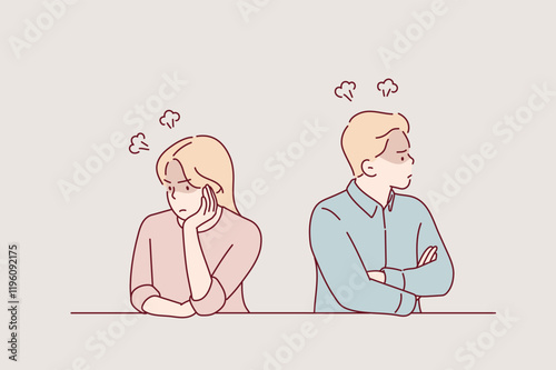 A couple angry at each other. Hand drawn style vector design illustrations.