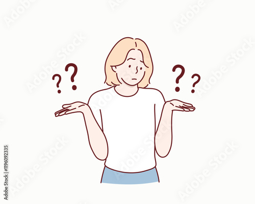 confused man with question mark symbol. Hand drawn style vector design illustrations.