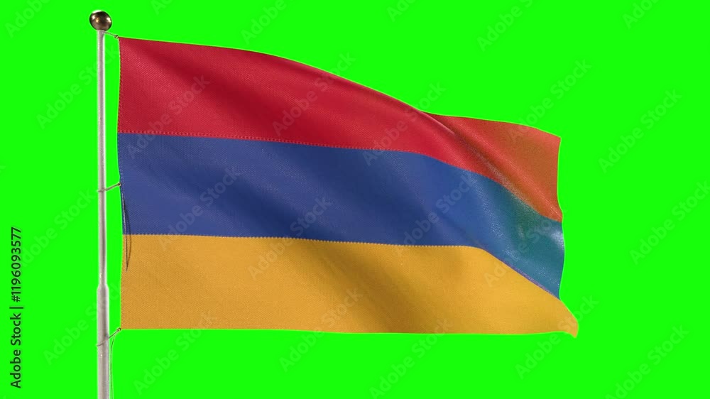 Armenia Flag Waving on Green Screen Background Armenia Flag Waving on Green Screen Background