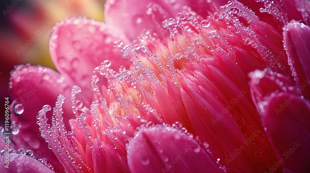 Intricate Close-Up of Blooming Pink Protea Flower with Water Droplets Intricate Close-Up of Blooming Pink Protea Flower with Water Droplets