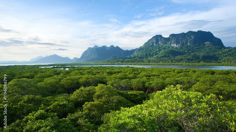 Fototapeta premium Mangrove Forest and Mountains