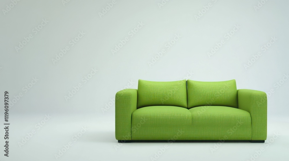 Naklejka premium Green Sofa on a White Background