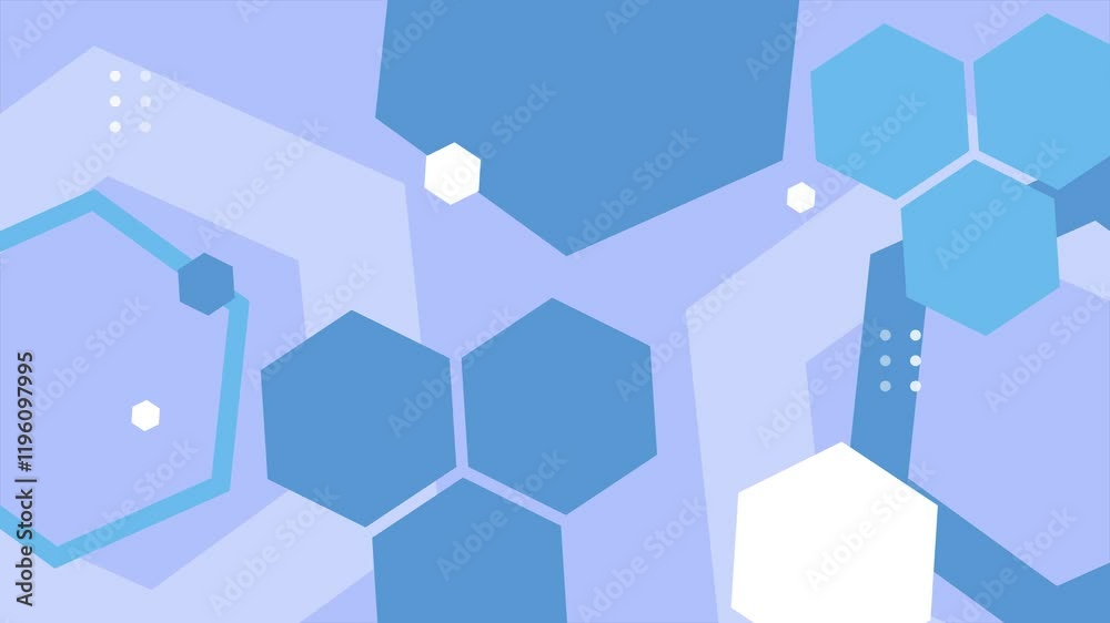 a vibrant abstract background featuring hexagon shapes and patterns arranged on a blue canvas seamless 4k video background motion pop art design