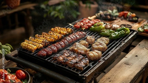 Barbeque food on a grill