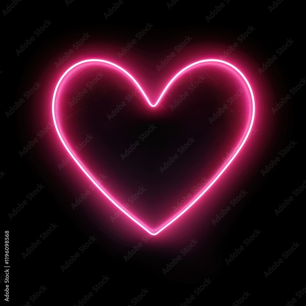 Neon heart glowing in darkness Neon heart glowing in darkness