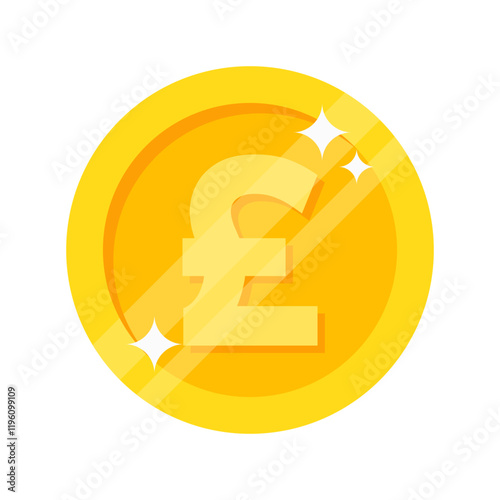 A gold coin icon vector with sparkling details, ideal for representing world currency coins in finance, gaming, or digital applications