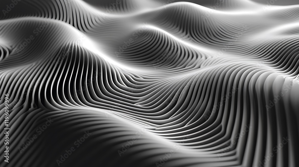 Abstract monochrome waves with flowing lines and textures. Abstract monochrome waves with flowing lines and textures.