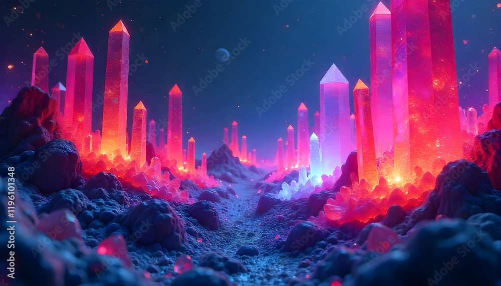 A vibrant abstract crystal landscape, glowing with colorful hues, creating an otherworldly scene filled with dazzling light and intricate, crystalline structures A vibrant abstract crystal landscape, glowing with colorful hues, creating an otherworldly scene filled with dazzling light and intricate, crystalline structures