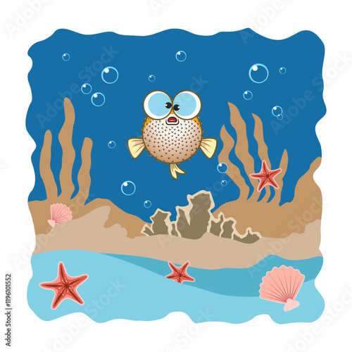 Puffy Fish Cartoon Character photo