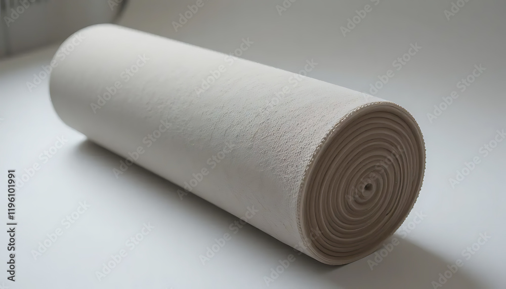 Rolled Fabric: Soft Beige Textile Material Rolled Fabric: Soft Beige Textile Material