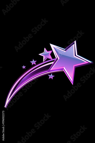 Shooting star leaving purple trail on black background