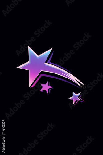 Bright purple shooting star flying through dark sky leaving trail