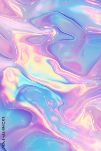 Holographic iridescent surface shining with rainbow colors