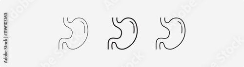 Stomach ache and pain related editable stroke outline icons set isolated on white background flat vector illustration.