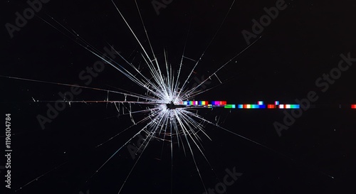 Display scratch. Monitor defect. Changing flickering broken pixels on modern TV surface. Deformation of broadcasting defocused glitch image from impact.