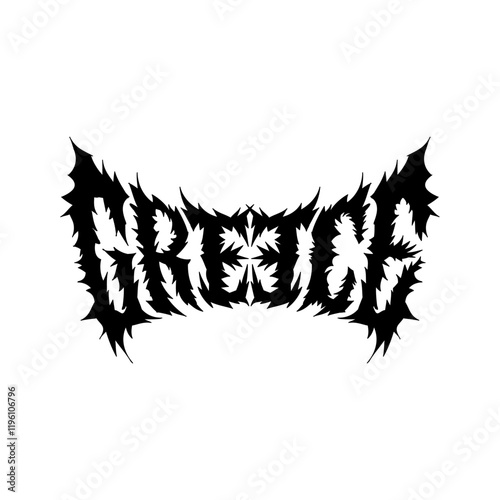 Greece word with death metal font hand drawing vector isolated on background. photo