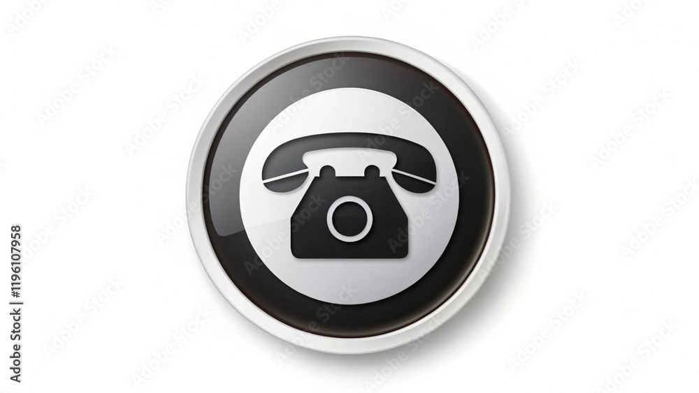 Black and white circle in white telephone icon