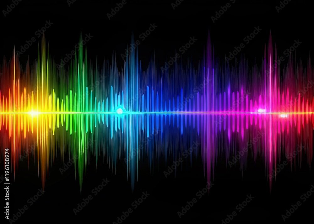 Vibrant Sound Waves: Abstract Music Visualizer on White Background Vibrant Sound Waves: Abstract Music Visualizer on White Background