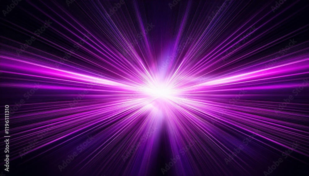 Fototapeta premium Abstract purple light rays burst from center.