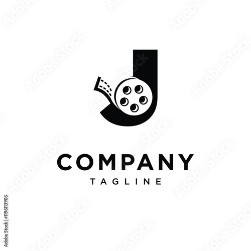 Letter J Film Roll Logo Icon Vector