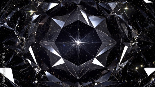 A mesmerizing kaleidoscope of black diamonds, sparkling with inner light and reflecting a cosmic brilliance.  A symphony of facets and geometry.
