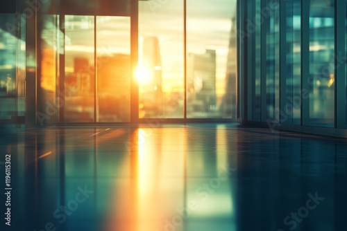 Sunset view from modern office.