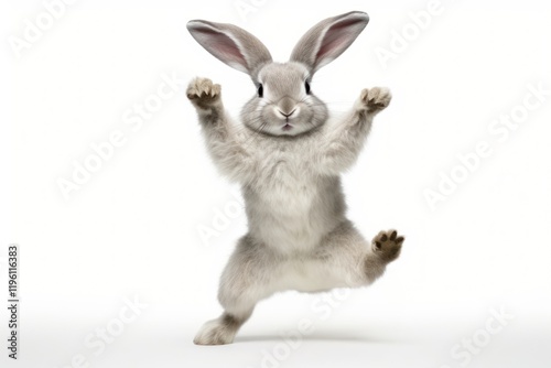 Happy smiling dacing rabbit mammal animal rodent.