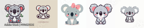 Photography collection of cute and adorable koala vectors