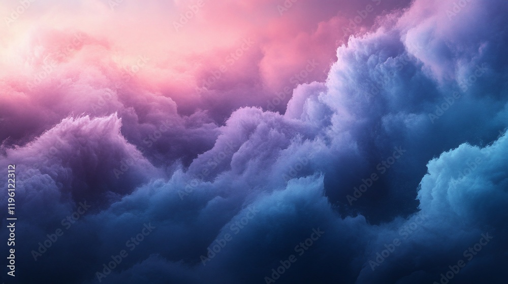 Naklejka premium Dreamy pink and blue cloudscape at sunset.