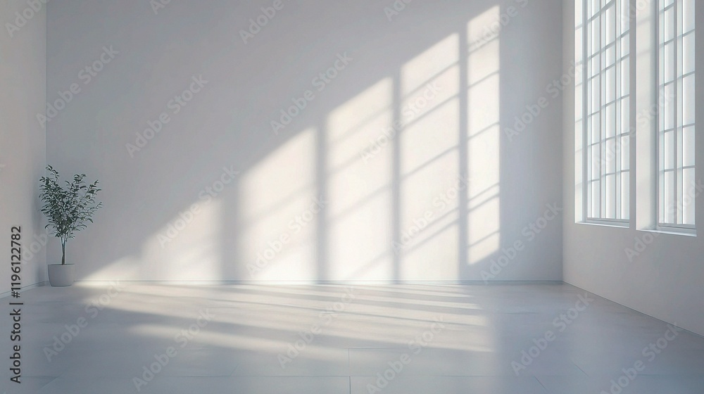 Fototapeta premium Modern Minimalistic Office Space with Natural Light and Shadows