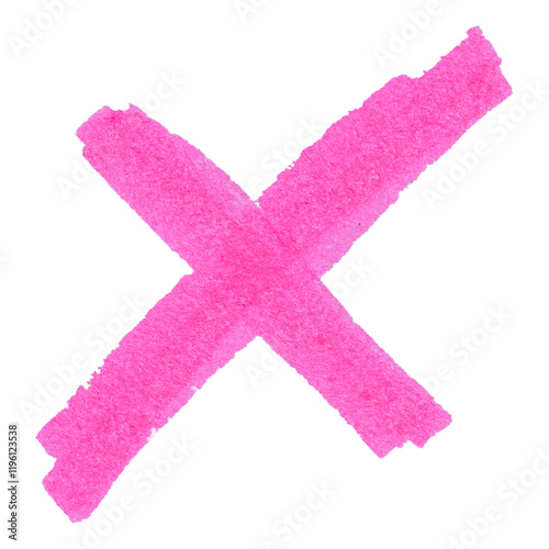 Grunge Pink Marker Pen Hand-Drawn X Cross Mark. Png image