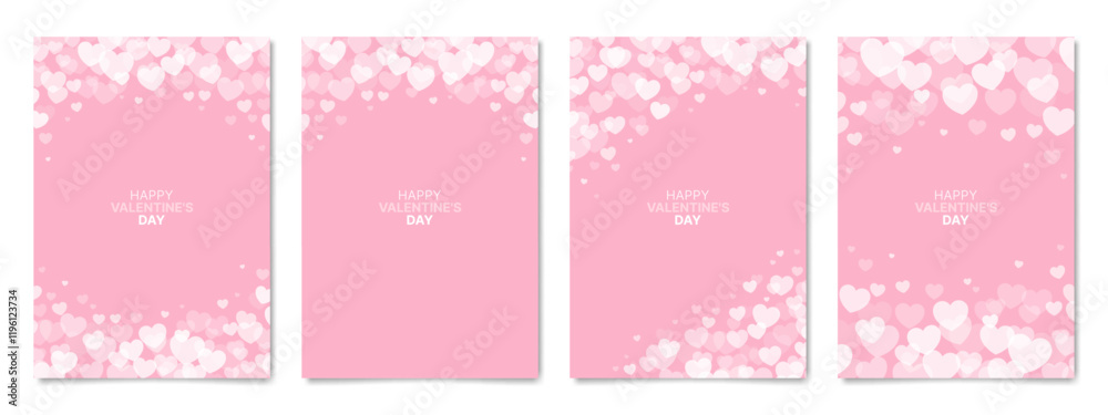 Modern pink posters with hearts. Happy Valentine's day cards template. Love theme background. Abstract art design. white hearts. Vector illustration. Modern pink posters with hearts. Happy Valentine's day cards template. Love theme background. Abstract art design. white hearts. Vector illustration.