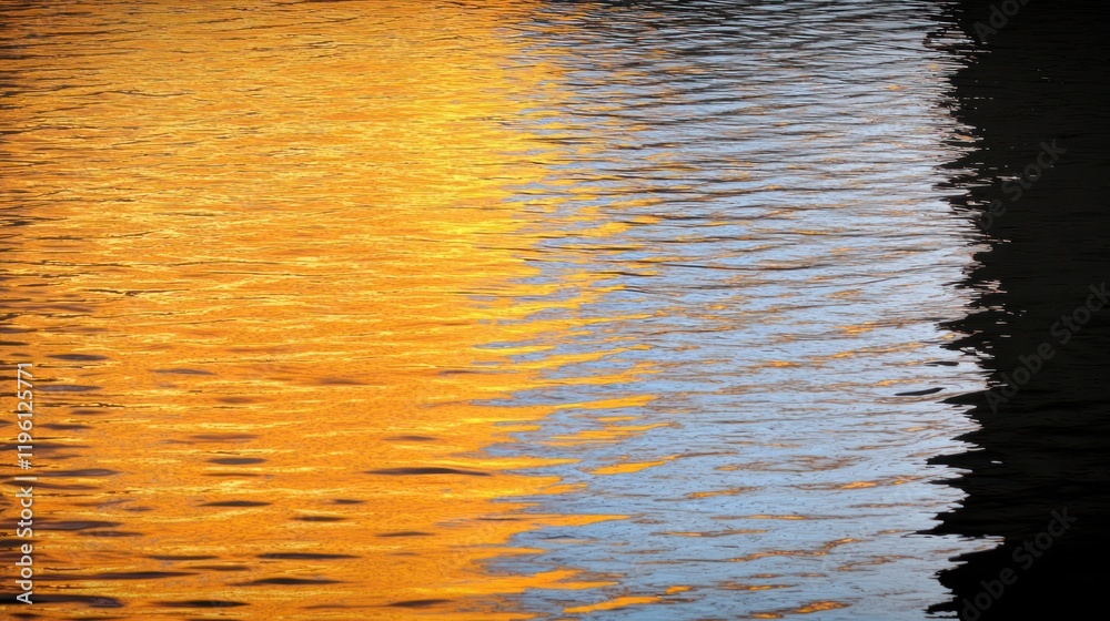Reflection of warm colors on water surface creating a serene scene. Reflection of warm colors on water surface creating a serene scene.