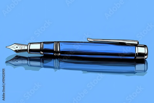 Stunning Blue Pen Illustration