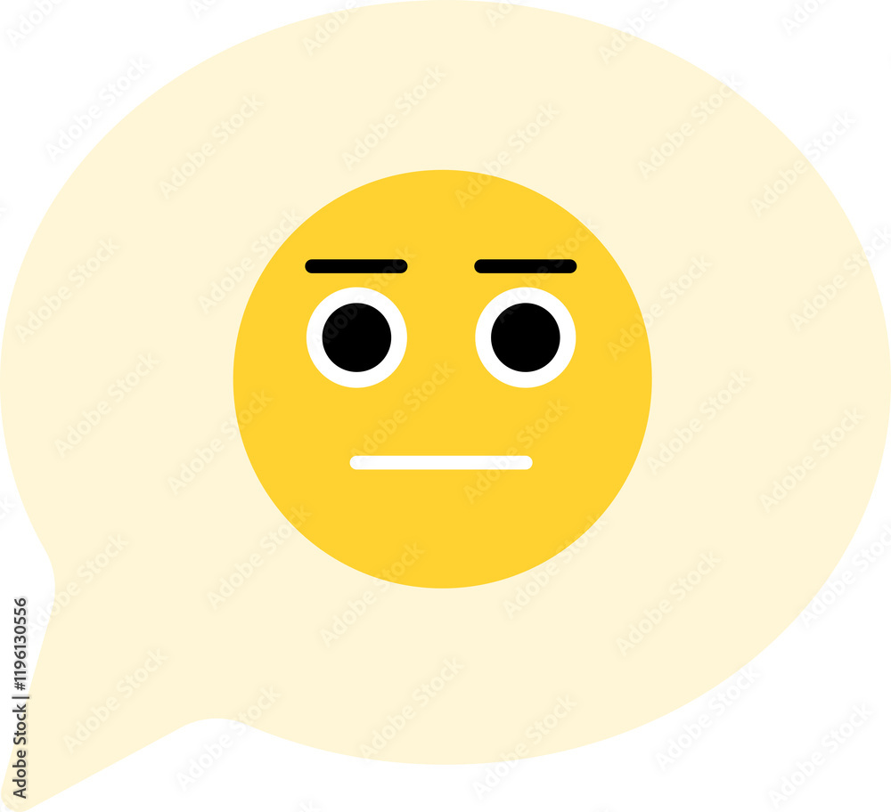 Fototapeta premium Neutral Expression Face Emoji in Speech Bubble