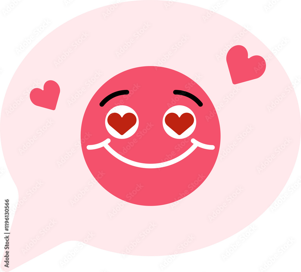 Cheerful Smiley Emoji with Heart Eyes in Speech Bubble Cheerful Smiley Emoji with Heart Eyes in Speech Bubble